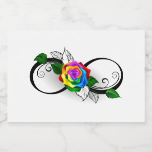 Etiqueta Para Botella De Licor Símbolo infinito con Rosa arcoiris