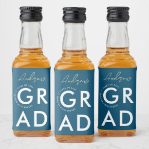 Etiqueta Para Botella De Licor Simple Moda Elegante Marina Azul Graduación Tipo N