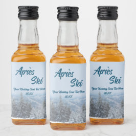 Etiqueta Para Botella De Licor Snowy Mountain Forest sobre el Boda de esquí