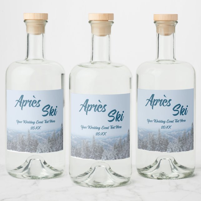 Etiqueta Para Botella De Licor Snowy Mountain Forest sobre el Boda de esquí (Botellas)