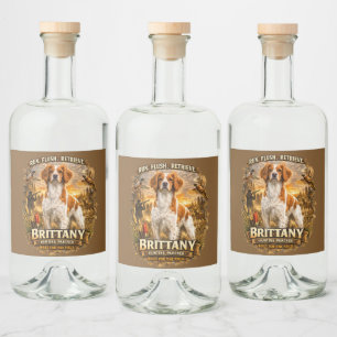 Etiqueta Para Botella De Licor Spaniel bretón