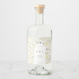 Etiqueta Para Botella De Licor Spring Boho Wildflower Pampas Gin