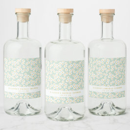 Etiqueta Para Botella De Licor Spring Pastel Sage Daisies Bridal Shower Personali