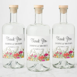 Etiqueta Para Botella De Licor Summer Floral Garden Wildflowers Boda Gracias