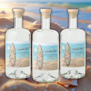 Etiqueta Para Botella De Licor Surf's Up Vintage Floral Baby Shower