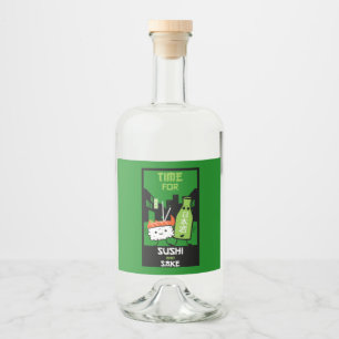 Etiqueta Para Botella De Licor Sushi Y Sake Foodies