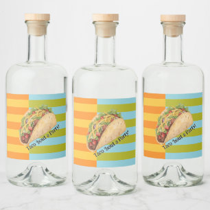 Etiqueta Para Botella De Licor Taco Retro Rayas 'bout una Fiesta