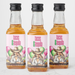 Etiqueta Para Botella De Licor Tacos con Tema Mexicano y Fiesta de Tequila