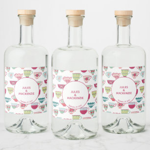 Etiqueta Para Botella De Licor Té Cups moderna de cosecha