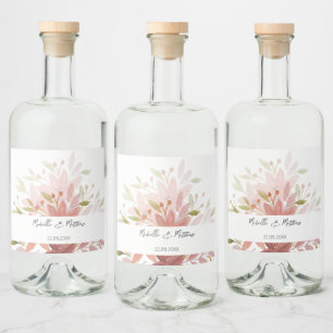 Etiqueta Para Botella De Licor Terracota Elegante Floral Personalizada Acuarela