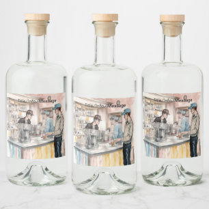 Etiqueta Para Botella De Licor Tienda de refrescos de los años 1950 Imprimir arte