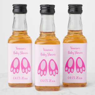 Etiqueta Para Botella De Licor Tiernos Pies de Conejo Bebé Niña Rosa Fiesta de Ba