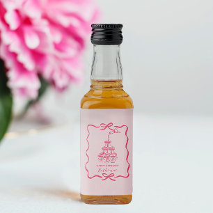 Etiqueta Para Botella De Licor Torre de champán rosa dibujada a mano chic cumplea