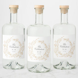 Etiqueta Para Botella De Licor tradicional Escudo Monograma Clásico Boda Elegante