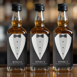 Etiqueta Para Botella De Licor Traje negro y corbata de lazo para despedida de so