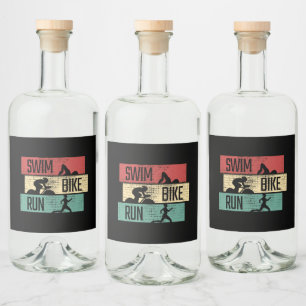 Etiqueta Para Botella De Licor Triatlón - Nadar Ciclismo Correr