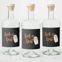 Etiqueta Para Botella De Licor Trick or Treat Fantasma Halloween