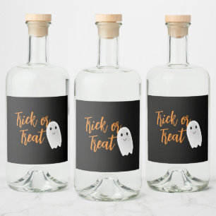 Etiqueta Para Botella De Licor Trick or Treat Fantasma Halloween