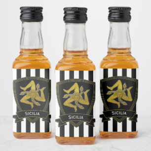 Etiqueta Para Botella De Licor Trinacria Siciliana Gold y Stripe