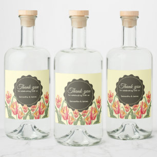 Etiqueta Para Botella De Licor Tulipanes Loro Amarillos Flor Diseño Floral Boda