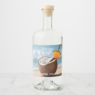 Etiqueta Para Botella De Licor Ubicación Personalizada Coco Loco