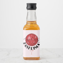 Etiqueta Para Botella De Licor Última bola disco roja rosada cuando fiestas