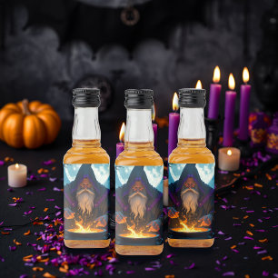 Etiqueta Para Botella De Licor Un brujo preparando una fiesta de Halloween