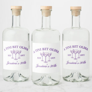 Etiqueta Para Botella De Licor Un poco más viejo Martini Purple Birthday Party