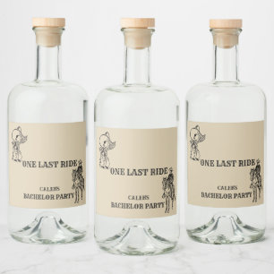 Etiqueta Para Botella De Licor Una última cabalgata Fiesta de soltero Western Cow