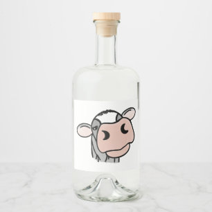 Etiqueta Para Botella De Licor vaca de dibujos animados negro blanco rosa beso gr