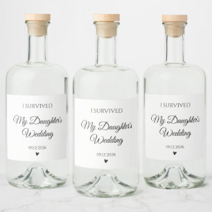 Etiqueta Para Botella De Licor Vino Elegante Sobreviví a la Boda de Mi Hija