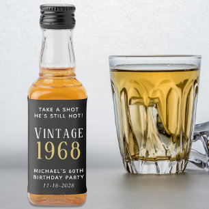 Etiqueta Para Botella De Licor Vintage 60th Birthday Party Favor Black
