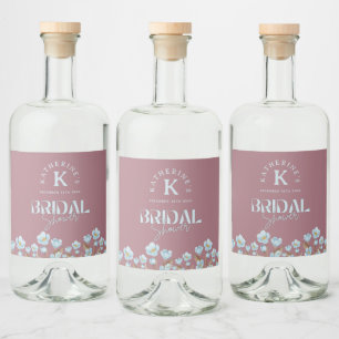 Etiqueta Para Botella De Licor Vintage Blue Watercolor Floral Bridal Shower