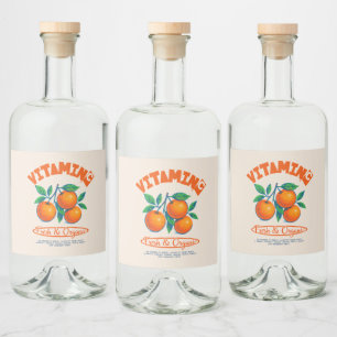 Etiqueta Para Botella De Licor Vitamina C Fruta Naranja Vintage