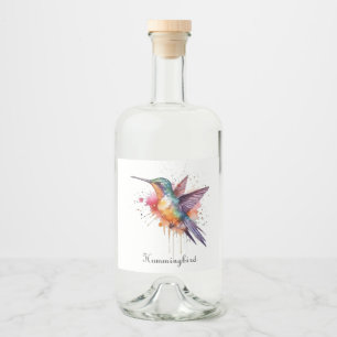 Etiqueta Para Botella De Licor Vuelo Colorido, colibrí acuarela personalizado