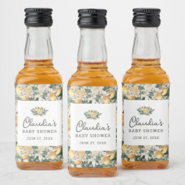 Etiqueta Para Botella De Licor Watercolor de Baby Shower de los cítricos limón tr