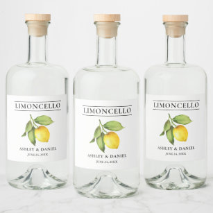 Etiqueta Para Botella De Licor Watercolor Lemon Limoncello