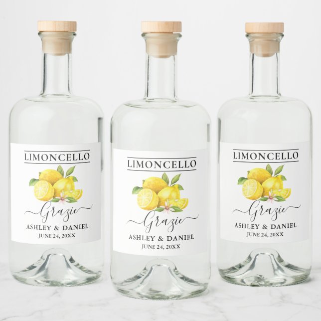Etiqueta Para Botella De Licor Watercolor Lemons Limoncello Boda Grazie (Botellas)