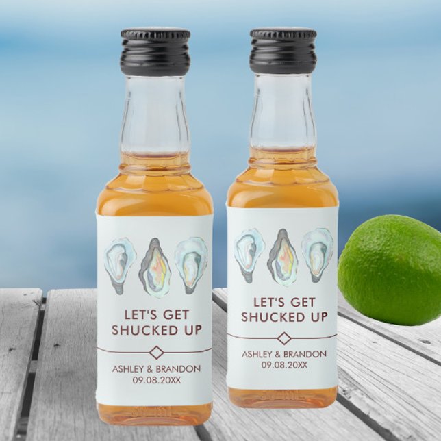 Etiqueta Para Botella De Licor Watercolor Oyster Coastal Seaside Wedding (Subido por el creador)