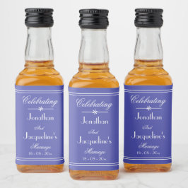 Etiqueta Para Botella De Licor Wedding Favor Classic Script Hermoso Mini Azul