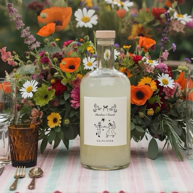 Etiqueta Para Botella De Licor Whimsical Wedding Drink Bottle Label (Subido por el creador)