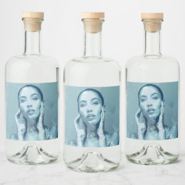 Etiqueta Para Botella De Licor "Woman in Blue" Premium Canvas 