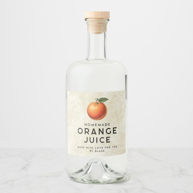 Etiqueta Para Botella De Licor Zumo de naranja casero (Anverso)