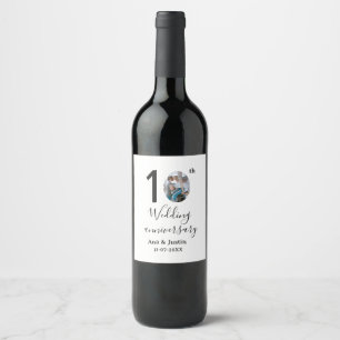 Etiqueta Para Botella De Vino 10.º boda de aniversario foto letra en negrita