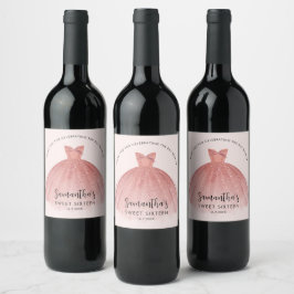 Etiqueta Para Botella De Vino 16.º Cumpleaños Dulce Dieciséis Script Personaliza