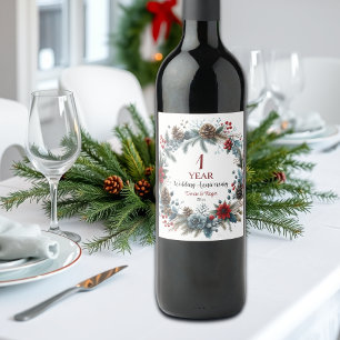 Etiqueta Para Botella De Vino 1.ᵉʳ Aniversario del Boda de papel Elegante invier