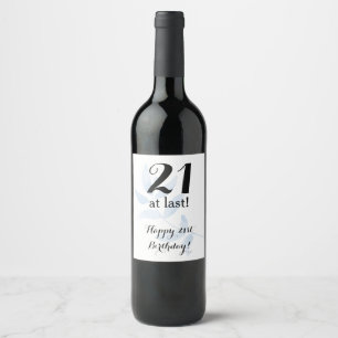 Etiqueta Para Botella De Vino 21ro Acuarela del cumpleaños