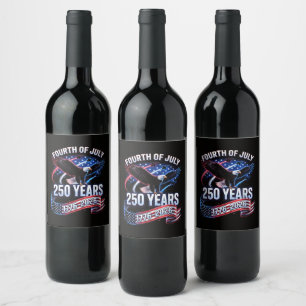 Etiqueta Para Botella De Vino 250 Aniversario EE. UU. 1776-2026 Patriótico Ameri