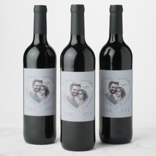 Etiqueta Para Botella De Vino 25 años de Boda de plata aniversario del matrimoni