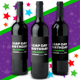 Etiqueta Para Botella De Vino 29 de febrero Año Salto Cumpleaños 75% Día de Salt
